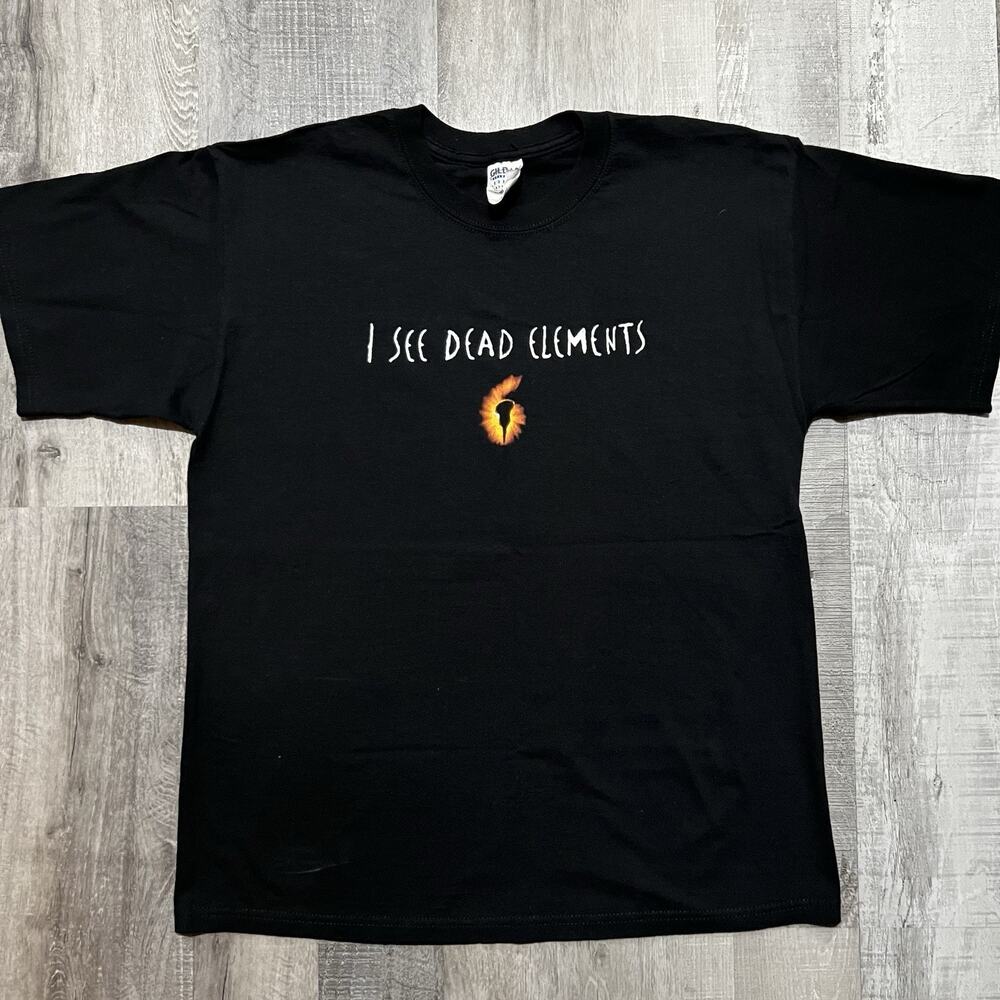 VTG I See Dead Elements Black Y2K Sixth Sense Style Sz Large Fire Logo Science